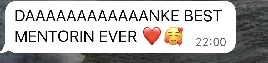 Erfolgs-Nachricht aus der Community: Dankesnachricht an die beste Mentorin